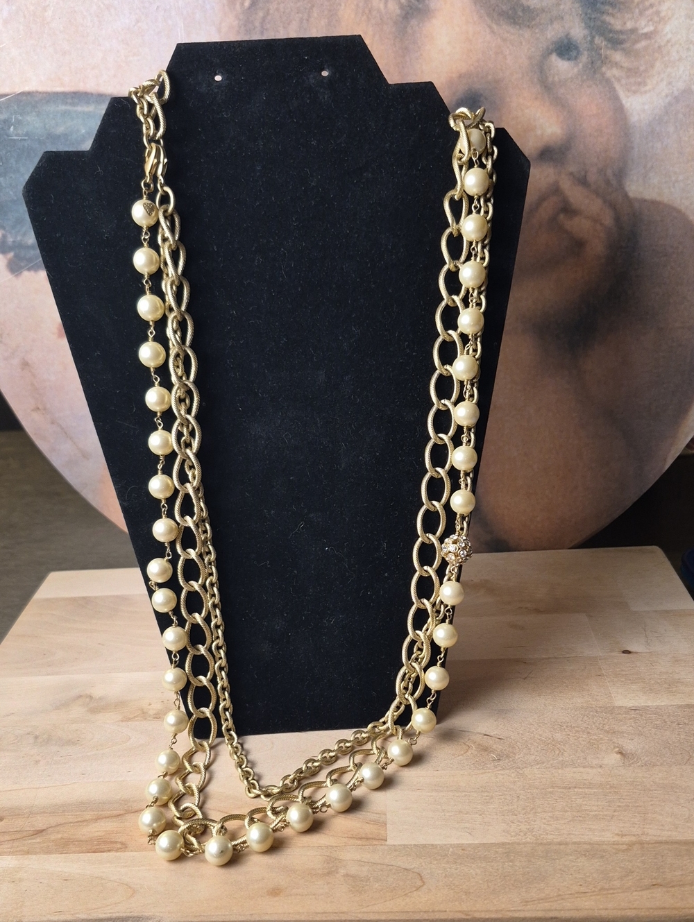 Gold-Tone Pearl Station Layered Necklace